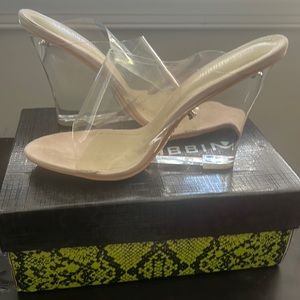 Clear wedged heels